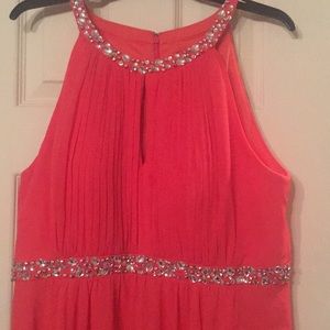 Beaded Sleeveless Keyhole Pleated Midi Flowy